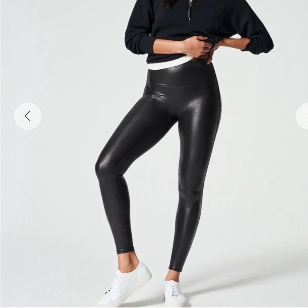 SPANX Maternity Faux Leather Black Leggings women’s large